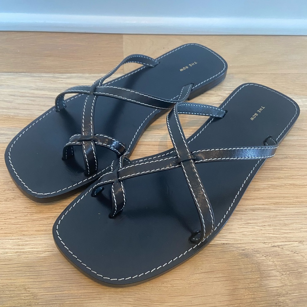 The Row Link Leather Sandals black size 38 brand new